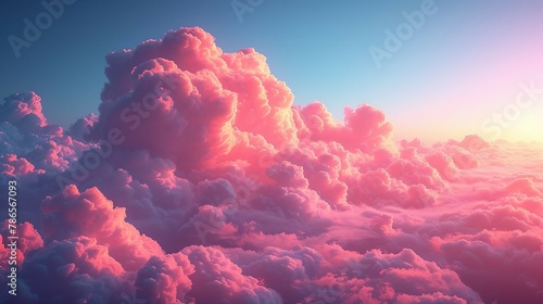 Whimsical of dreamy clouds against a gradient sky. AI generate illustration