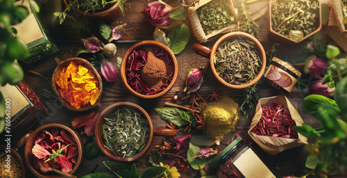 Herbal Teas and Natural Ingredients Display