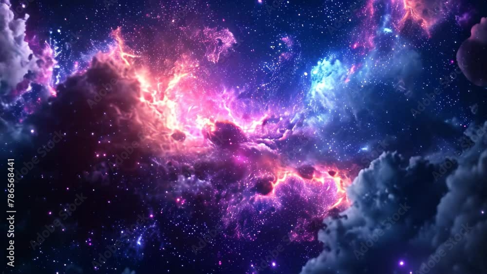 A vibrant space scene showcasing an abundance of stars and swirling clouds, Dazzling nebulous cloud lights in a mystic space galaxy A vibrant space scene showcasing an abundance of stars and swirling clouds, Dazzling nebulous cloud lights in a mystic space galaxy