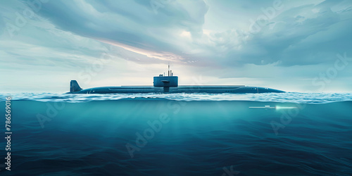  large submarine is in the water generic military nuclear submarine floating in blue sea ocean 