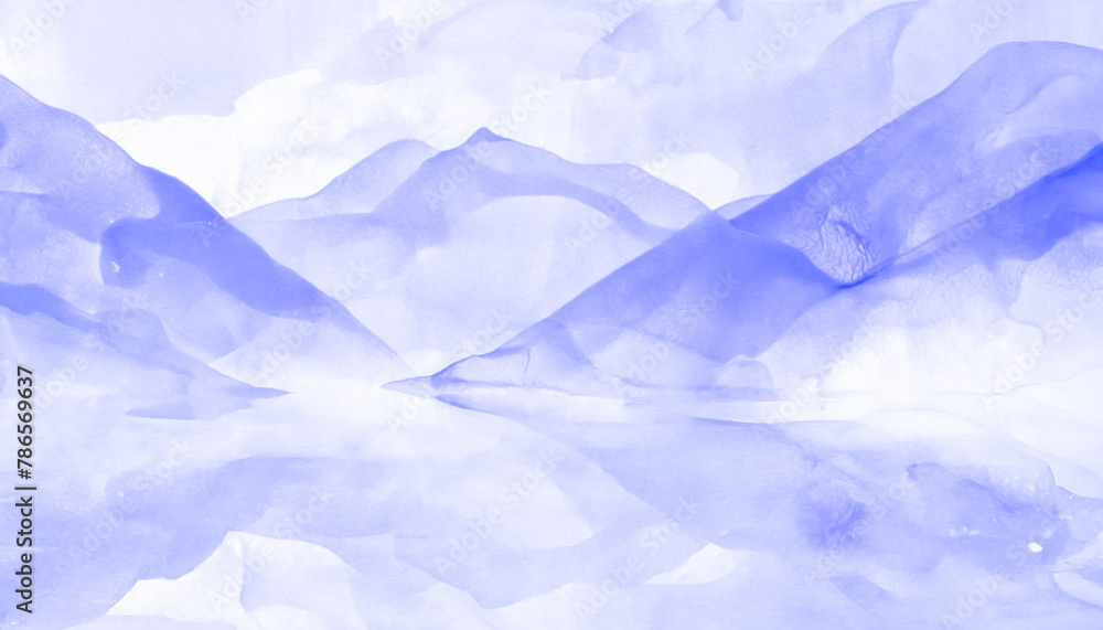 Mountain landscape painted with blue water paints. Mountain landscape painted with blue water paints.