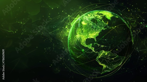 Earth planet is green. Environment and agriculture template. 3d background for world day. Concept design for climate care, recycling and ecology protection.