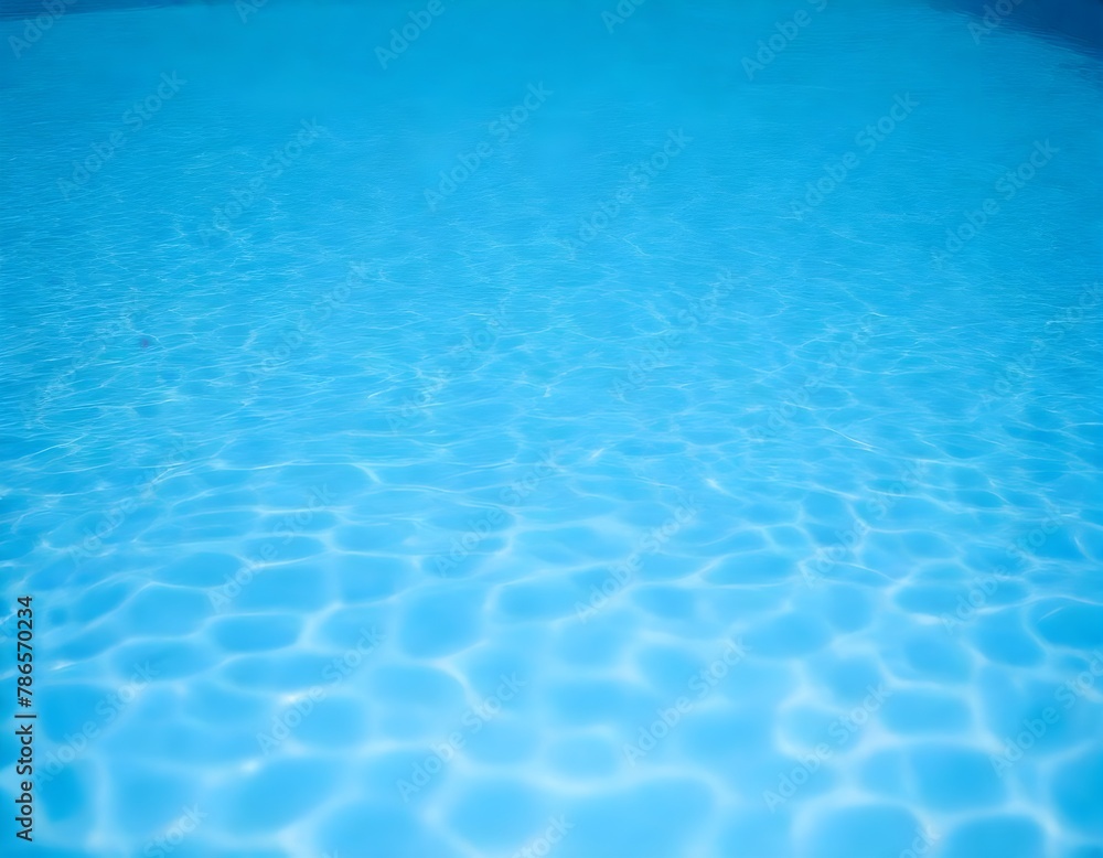 Clear blue swimming pool water with light patterns on the bottom