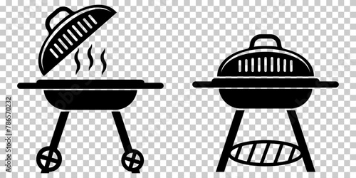Outdoor grill vector icons isolated on transparent background