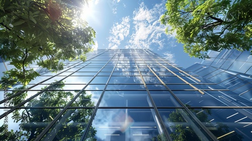 stunning morning view of glass office building exterior 3d architectural visualization
