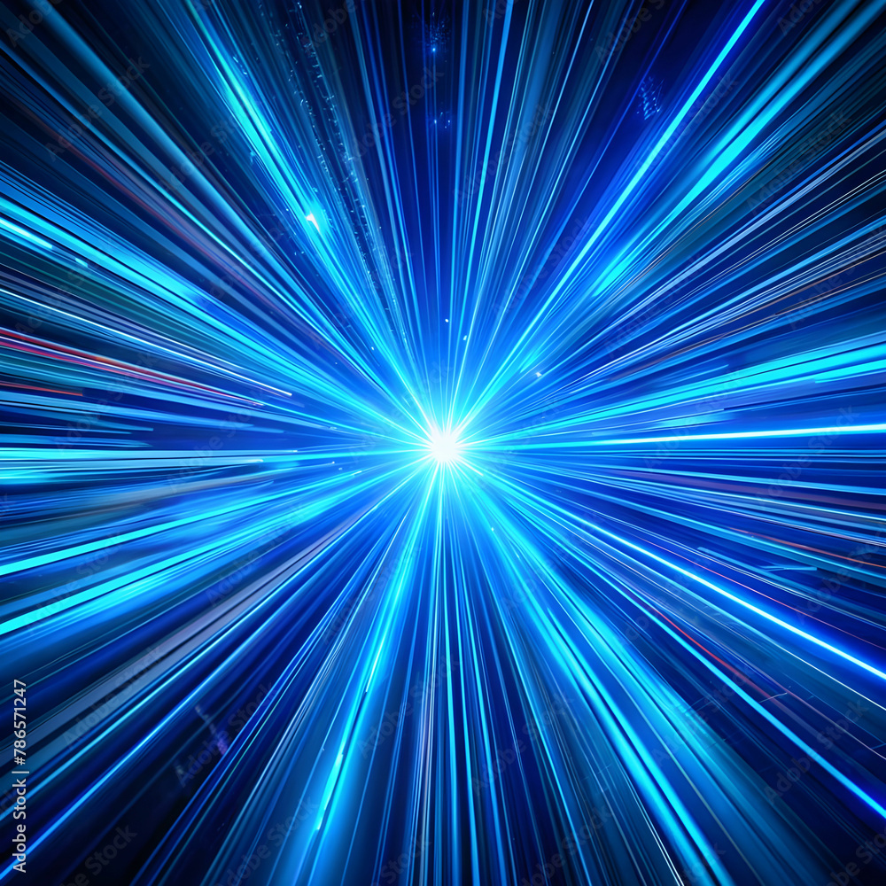 Fototapeta premium digital image of light rays stripes lines with blu