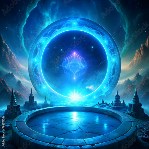 blue hologram portal magic fantasy portal