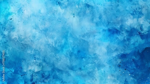 vibrant blue watercolor background with vintage marbled border texture abstract painting © Bijac