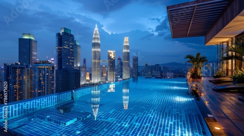 Rooftop Infinity Pool: Cityscape Night View photo