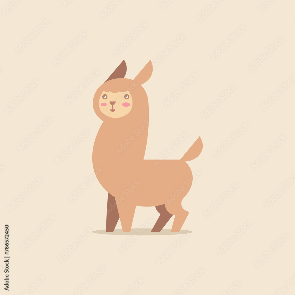 Vector illustration of cute alpaca