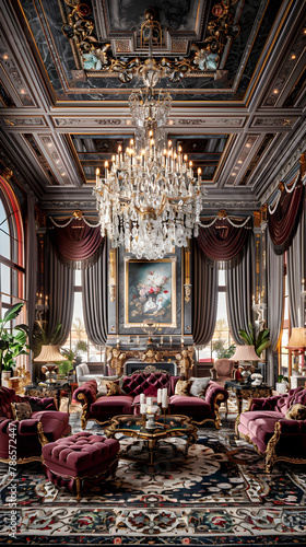 Stunning Display of Luxury: Opulent Interior Design Fusing Classic and Contemporary Elements