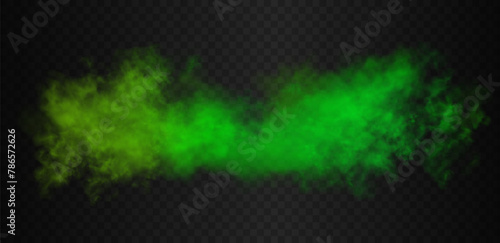 Greed vibrant gradient futuristic colorful smoke cloud. Vector realistic magic color haze isolated on the semi transparent dark background