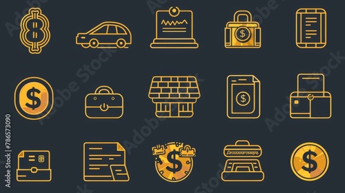 Vector Banking Symbols: Glyph Icons for Web Design