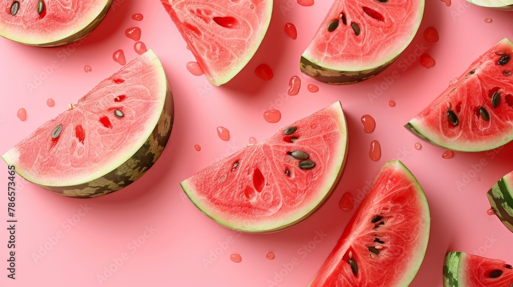 Vibrant Watermelon Arrangement: Pink Background Vibrant Watermelon Arrangement: Pink Background