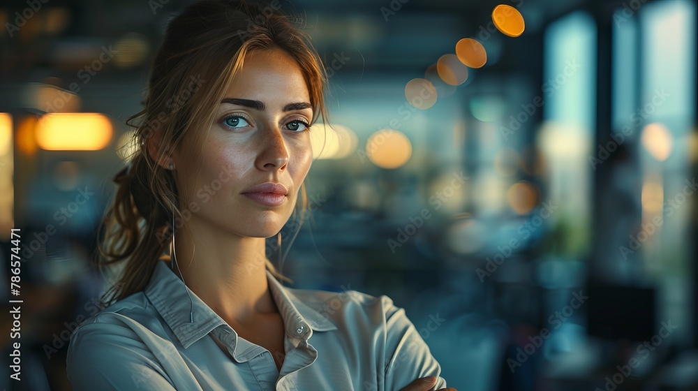 A businesswoman leading a startup team in a competitive tech incubator, focusing on innovation under pressure A businesswoman leading a startup team in a competitive tech incubator, focusing on innovation under pressure