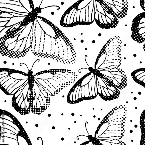 A seamless background with butterflies. hand drawing. Not AI, Vintage background. Vector illustration © Мария Неноглядова
