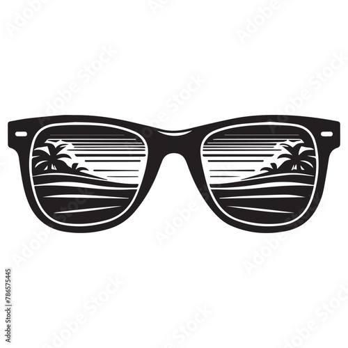 Sun glasses silhouette vector for summer t shirt design with solid white background