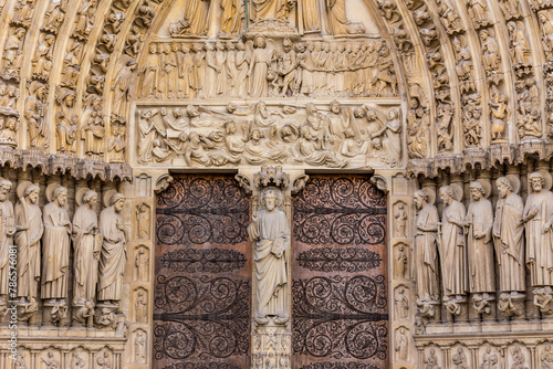 Facade of Notre Dame Cathedral in Paris