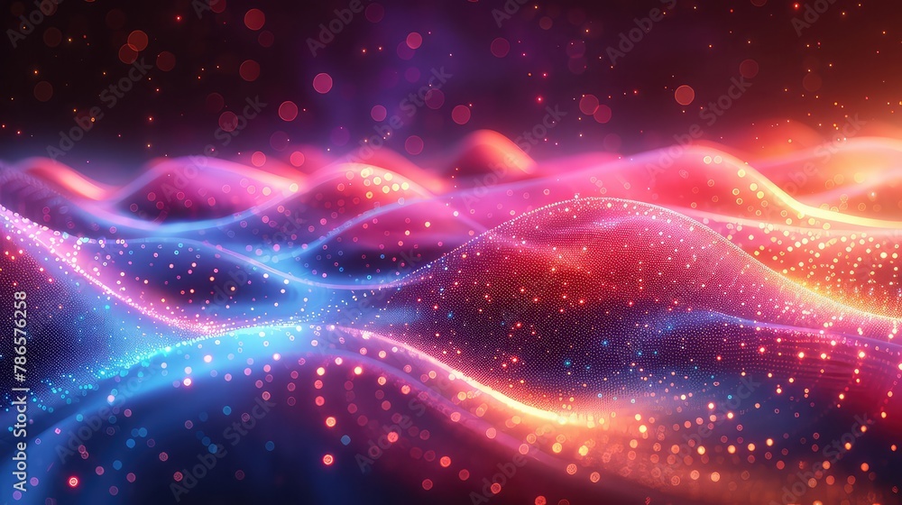 Fototapeta premium 3d rendering of abstract digital wave with glowing particles background