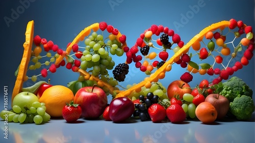 A funny figure composed of dancing fruits and vegetables that symbolizes the delight of consuming a diet high in micronutrients © UZAIR