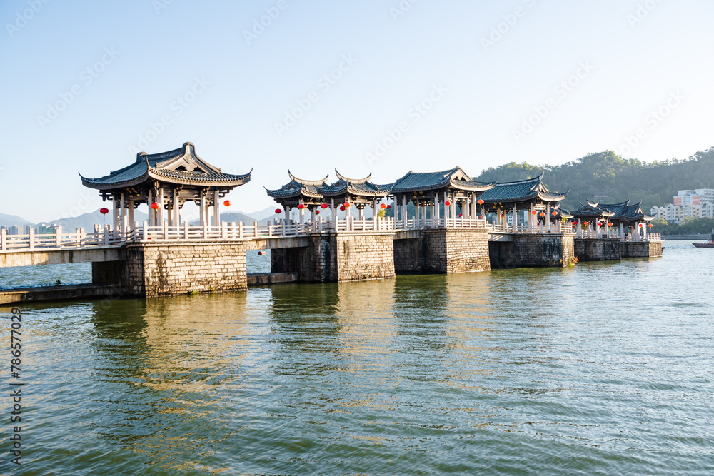 Guangji Bridge at sunrise in winter, Chaozhou, Guangdong, China Guangji Bridge at sunrise in winter, Chaozhou, Guangdong, China