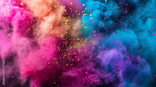 Holi festival concept - splashes of colored powders