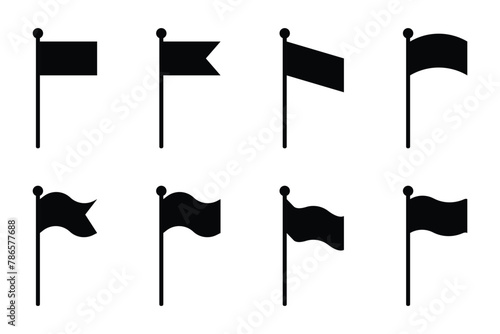 set of black flag icons vector isolated on white