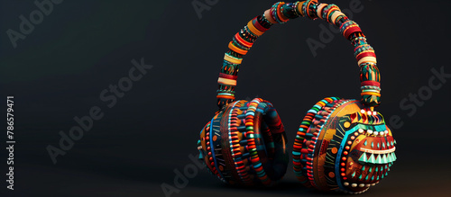 colorful art headphone. symbol various music color