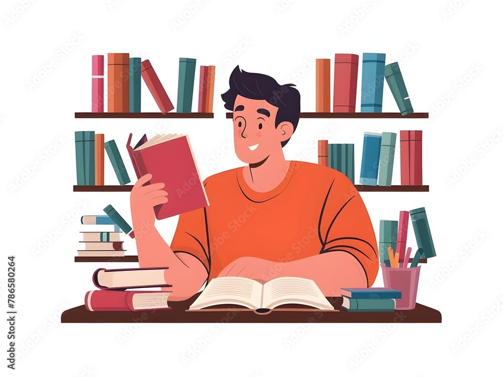 illustration of a man reading a book illustration of a man reading a book