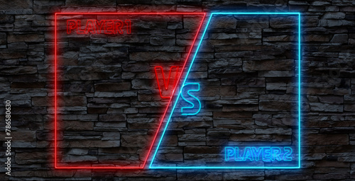 Versus battle, business confrontation screen with neon frames and vs logo vector illustration. Battle banner match, vs letters competition confrontation.