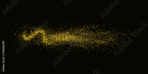 Collection ogolden glitter textures set against a sleek black backdrop. Radiant stardust in a warm amber hue. A cascade of sparkling  shine confetti.Overlay sand powder effect.
