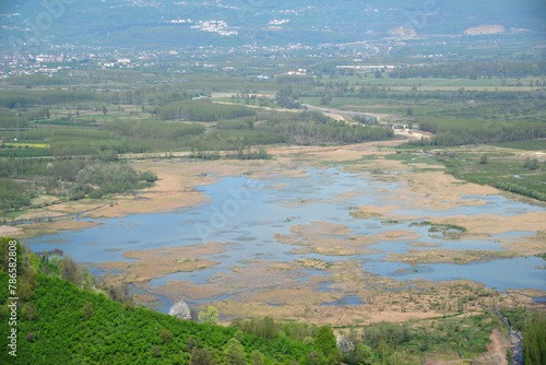 A panorama view from the Toptepe Observation Deck in Duzce, Turkey (Efteni Lake)