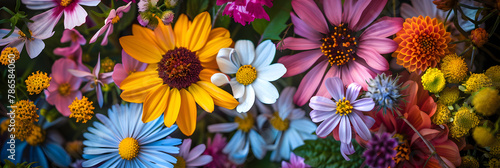 A colorful array of summer flowers, blooming beautifully.