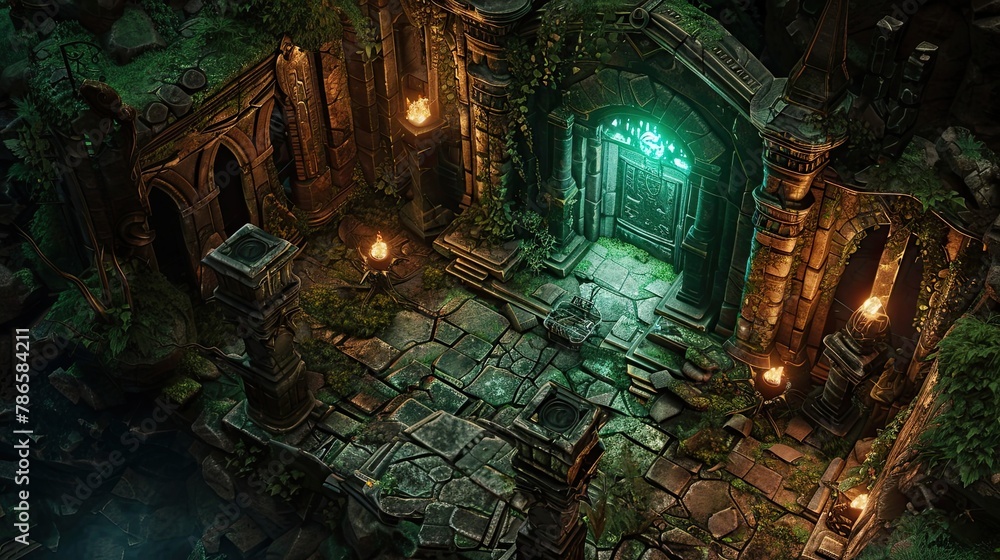 Hidden treasure vault guarded by traps and arcane wards. Treasures left by ancestors, ruins, buildings of ancient civilizations, mysticism, paranormalism, otherworldly forces, magic. Generative by AI Hidden treasure vault guarded by traps and arcane wards. Treasures left by ancestors, ruins, buildings of ancient civilizations, mysticism, paranormalism, otherworldly forces, magic. Generative by AI
