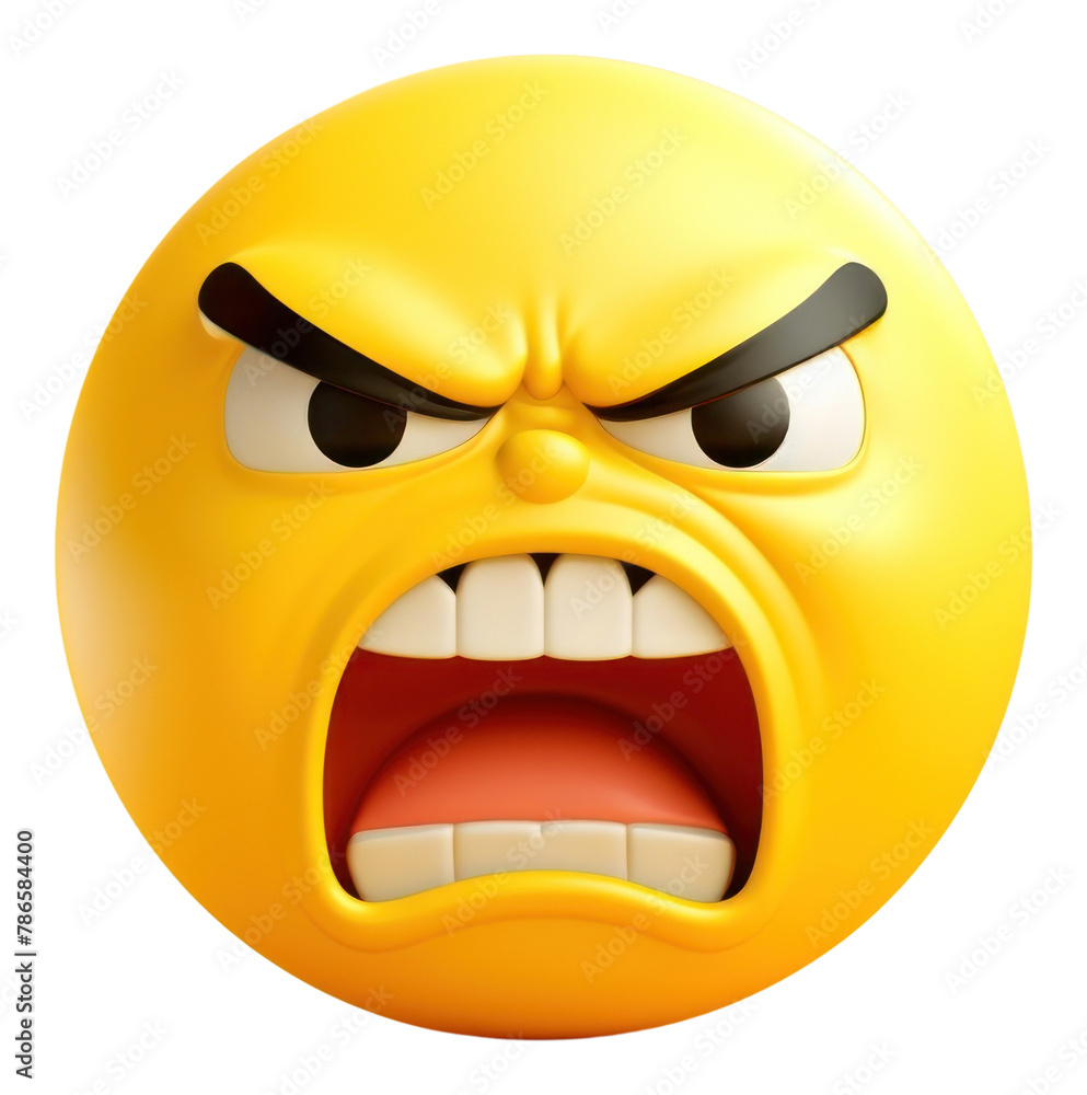 PNG  Angry emoji yellow face frustration aggression displeased