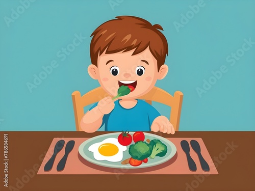 illustration of a boy eating food 