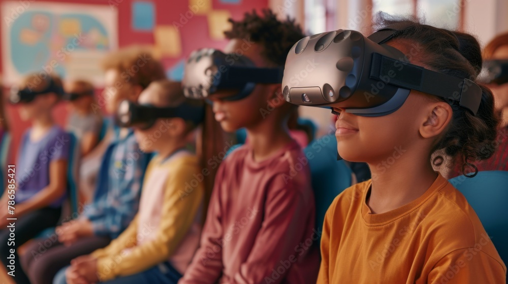 Group of Children Wearing Virtual Glasses