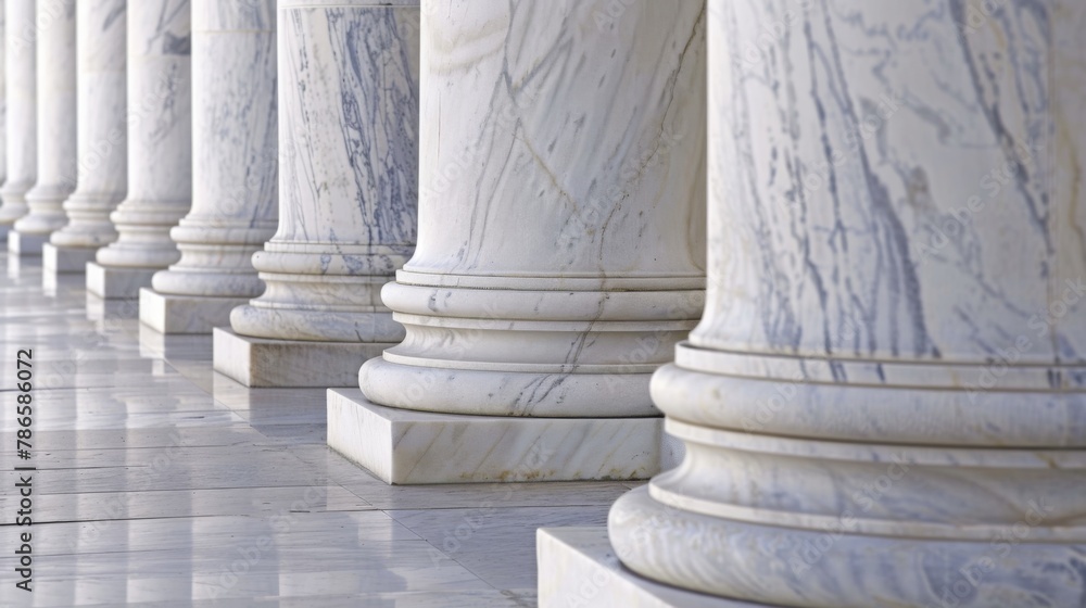 Row of White Marble Pillars in a Building Row of White Marble Pillars in a Building