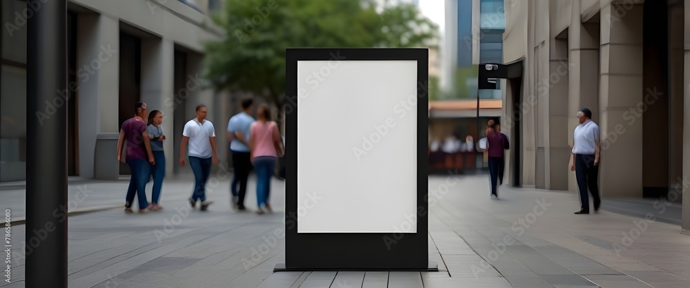 Public Area Advertisement: Blank Screen Signboard Mockup for Promotional Offers and Branding Display