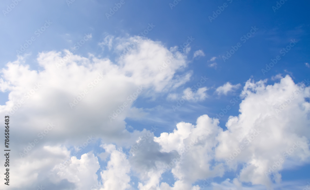 Sky with white clouds. Cloudy weather in summer day.