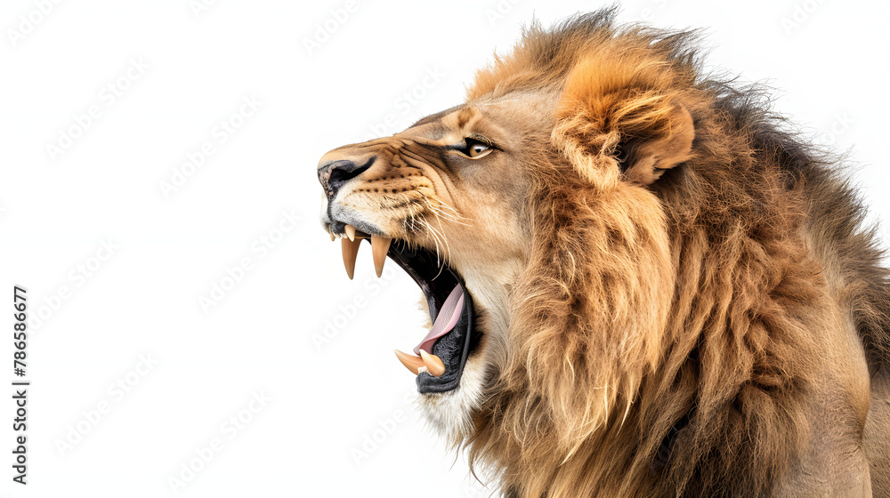 Portrait of a roaring lion - Isolated, no background Portrait of a roaring lion - Isolated, no background