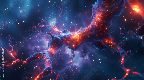Neuron close-up nerve node neural network close, A star clusters like Pleiades and Hyades