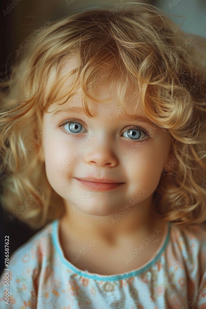 Close-up portrait of a child with blonde hair, suitable for various projects Close-up portrait of a child with blonde hair, suitable for various projects