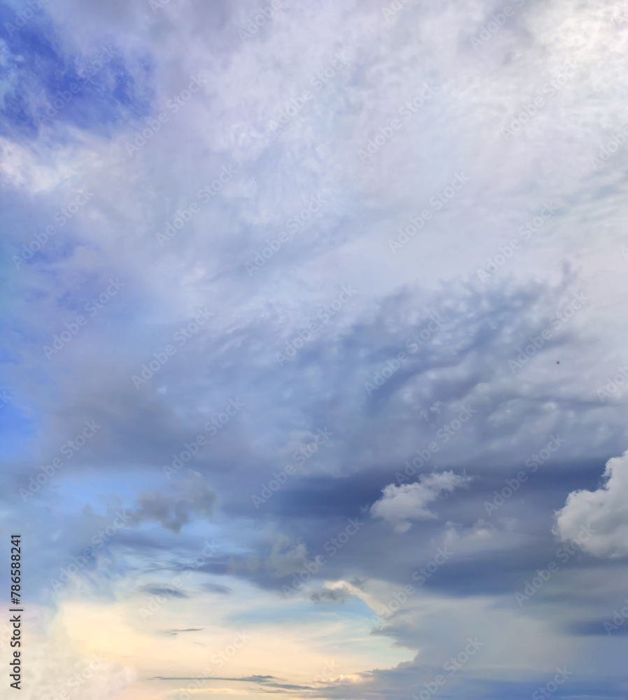 Fototapeta premium Sky with white clouds. Cloudy weather in summer day.