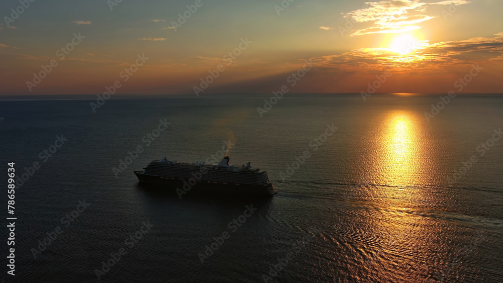 Cruise ship during sunset