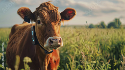 Modern technology in agriculture cow in wearable