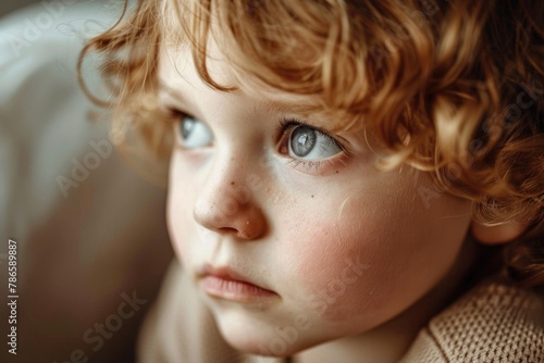 Close up image of a child with vibrant red hair, perfect for family and lifestyle concepts
