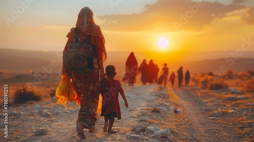 World Refugee Day. Migrating people. The conceptual background of the International Immigration Day photo