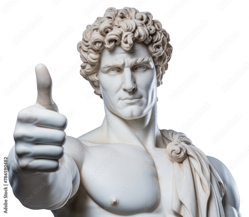 PNG Greek sculpture thumbs up statue portrait white background PNG Greek sculpture thumbs up statue portrait white background