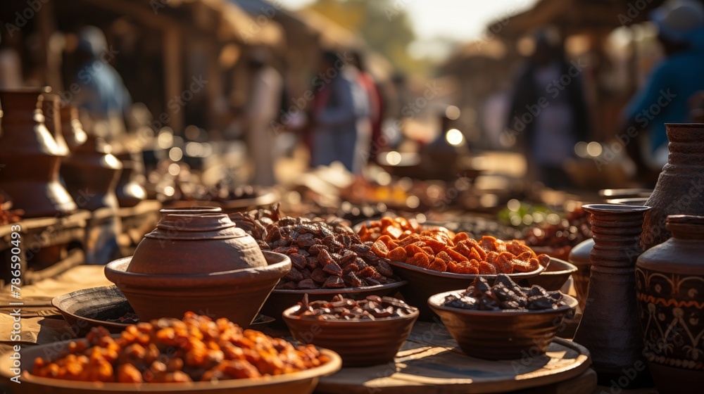 An Eid market stall selling traditional items and goods